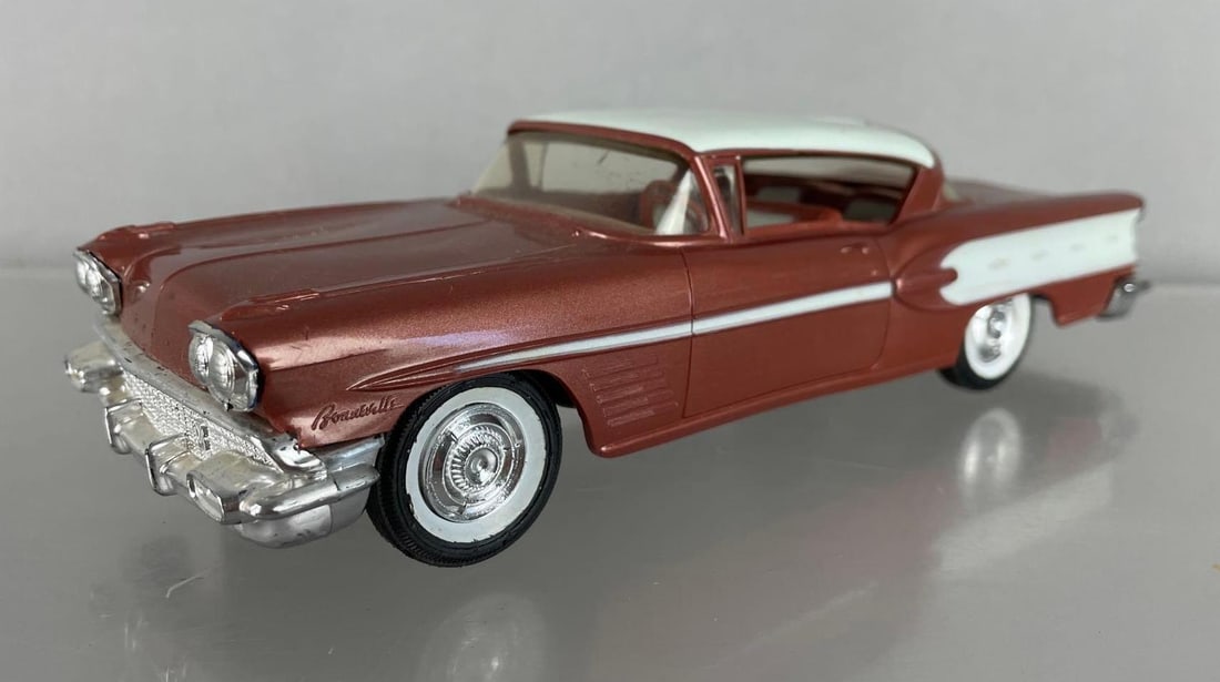 1958 Pontiac Bonneville Dealership Promo Car: Copper and white, coaster, 3 cracks