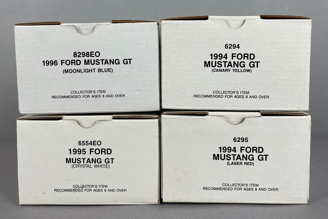 Group of AMT Ertl 1990s Ford Mustang GT Die-Cast Cars: 1/25 scale, original packaging