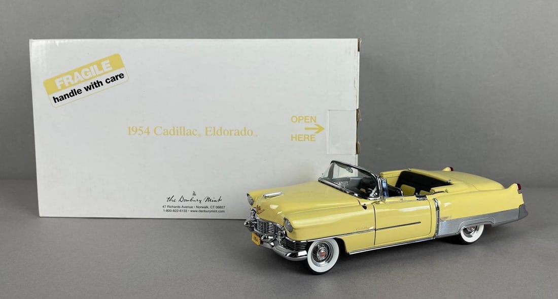 Danbury Mint 1954 Cadillac Eldorado Convertible Die-Cast Car: Includes black soft top, original packaging