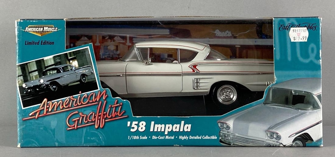ERTL American Muscle LE American Graffiti 1958 Impala: 1/18 scale, die-cast, Limited Edition, in original box, shelf wear shown