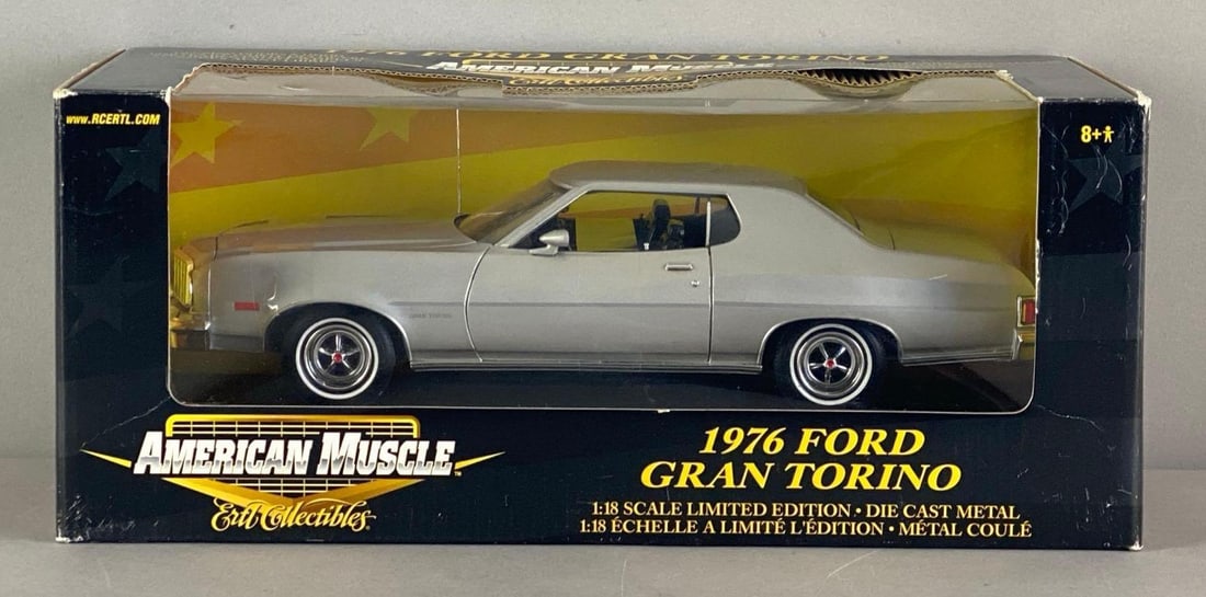 ERTL American Muscle 1976 Ford Grand Torino: 1/18 scale, die-cast, in original box, shelf wear shown