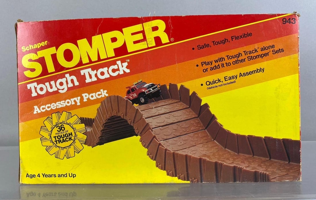 Vintage 1983 Schaper Stomper Tough Track Accessory Pack: Like new in original packaging. Measures H 7 x W 5 x L 12 inches.