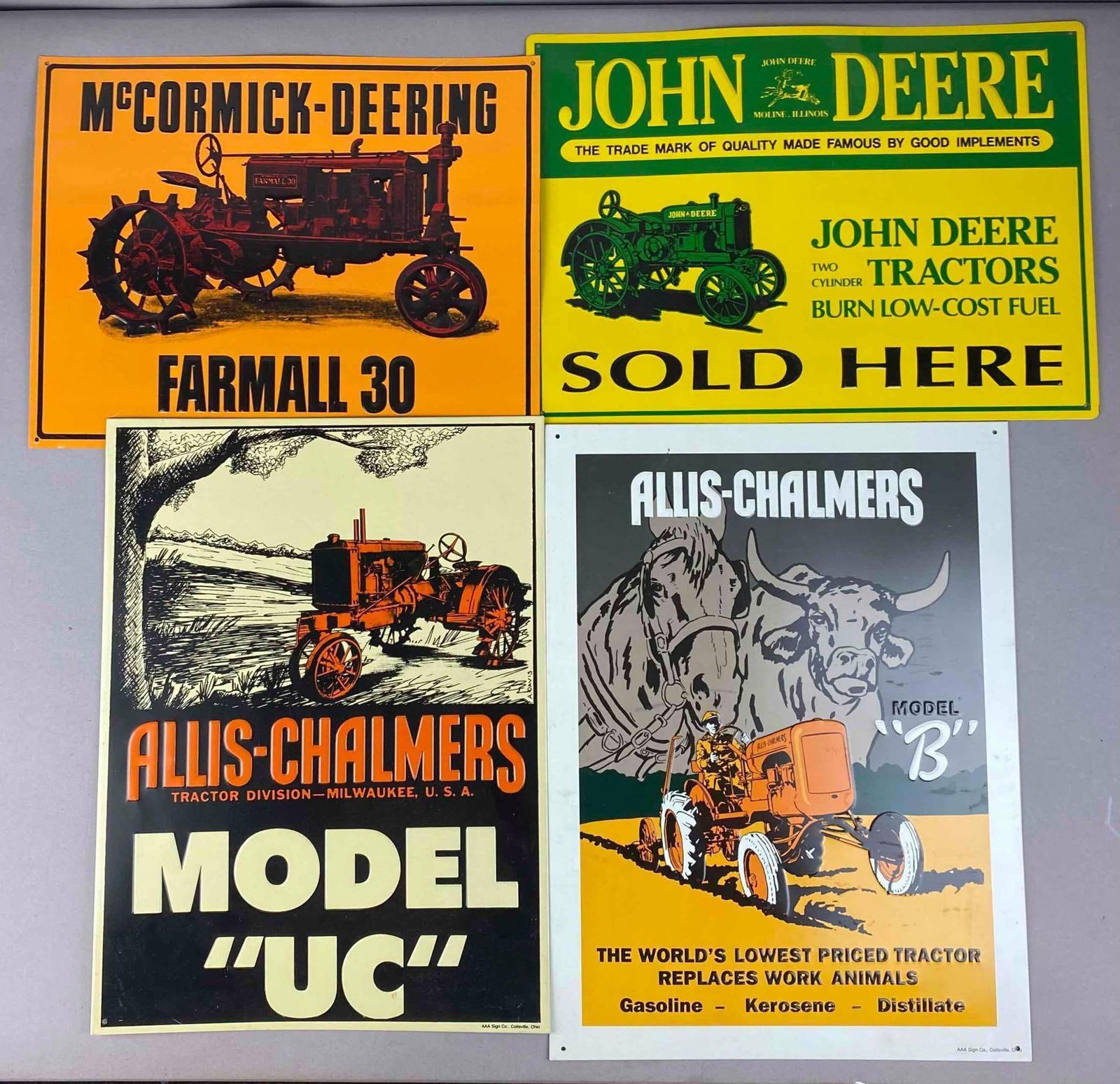 Group of 4 Replica Farming Tractors Signs (1 of 3)
