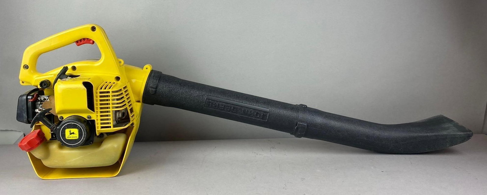 Vintage John Deere 2BV Gas Leaf Blower: Untested. Measures 40 inches long.