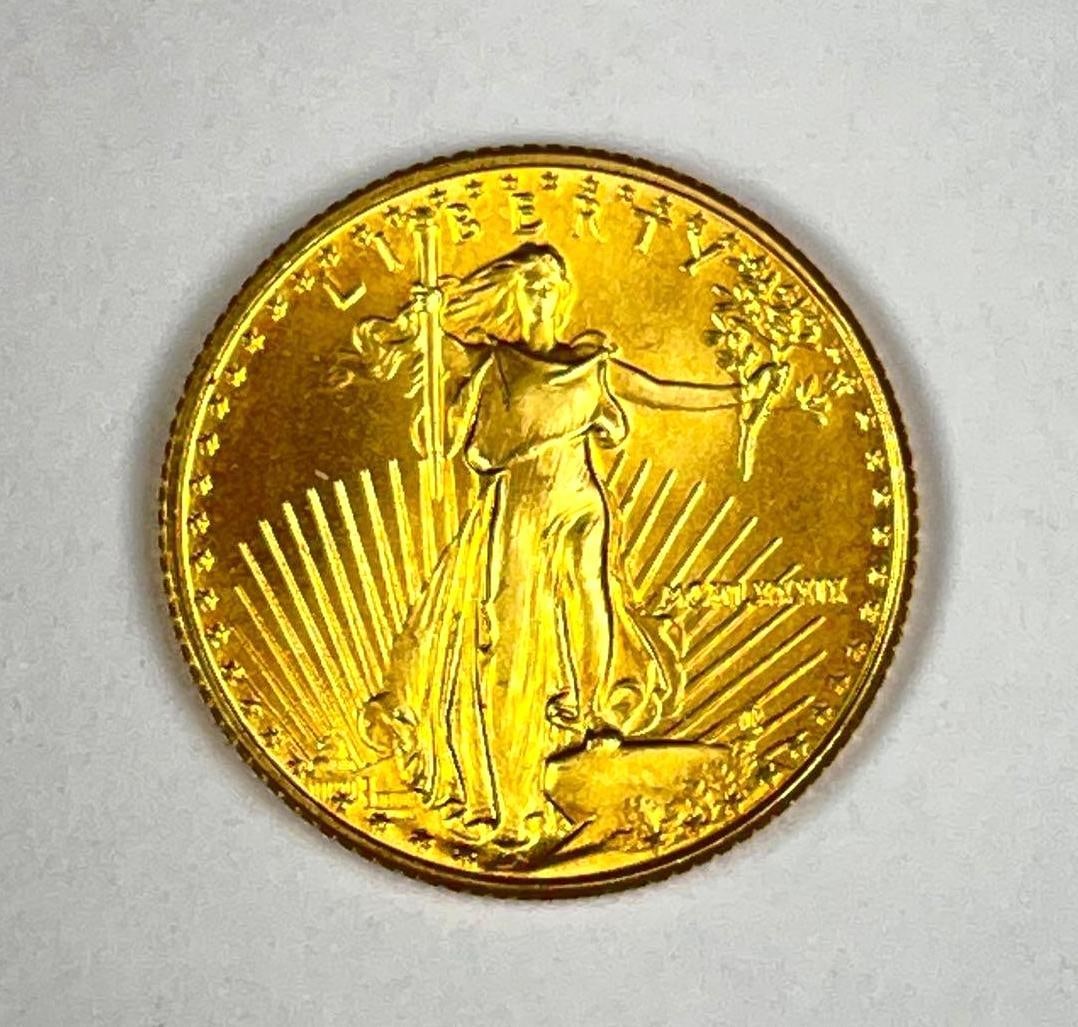 1989 US $5 American Gold Eagle 1/10 oz Fine Gold Coin (1 of 2)