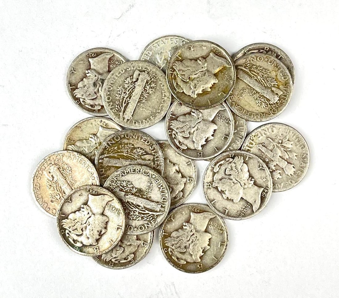 Group of 19 US 90% Silver Dimes (1 of 1)