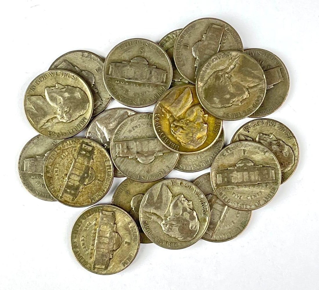 Group of 19 US Jefferson Wartime Silver Nickels (1 of 1)