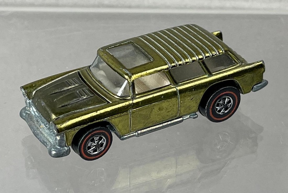 1969 Mattel Hot Wheels Redline Classic Nomad Die-Cast Vehicle: Light Green Spectraflame, white interior, clear windows.