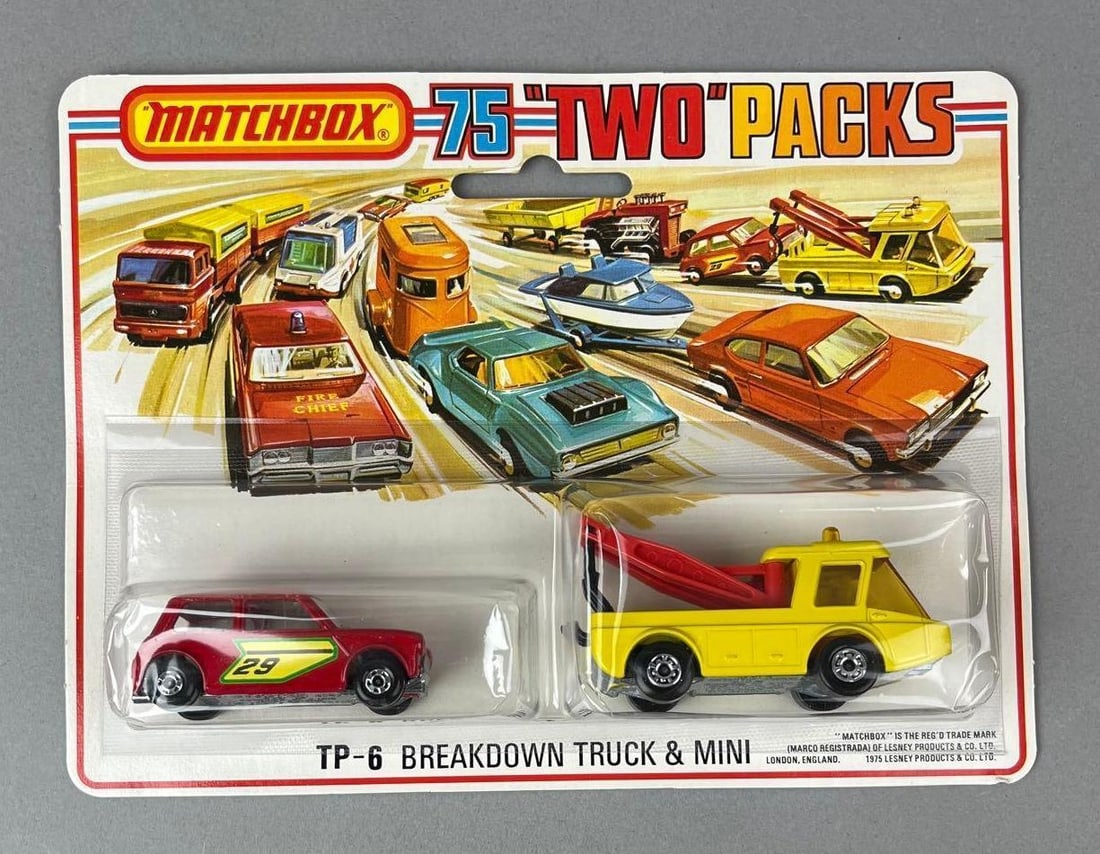1975 Matchbox 75 Two Packs Breakdown Truck and Mini Die-Cast Vehicles (1 of 2)