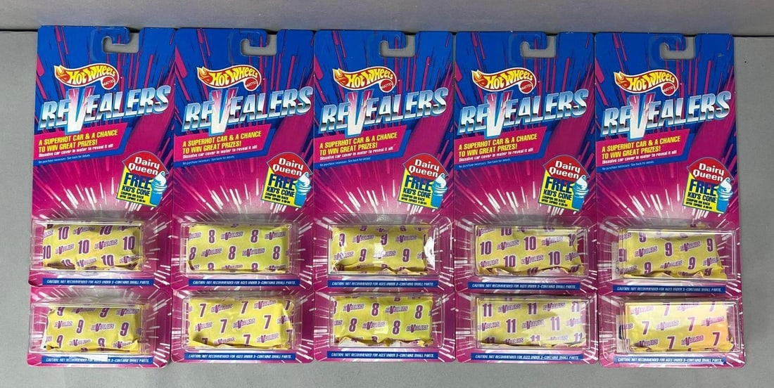 Group of 10 Mattel Hot Wheels Revealers Mystery Die-Cast Vehicles: In original packaging.