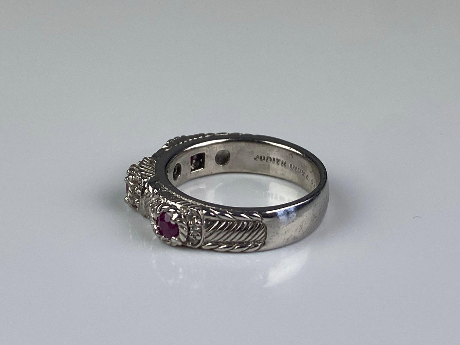 Judith Ripka Signed Sterling Silver CZ Ring - 2