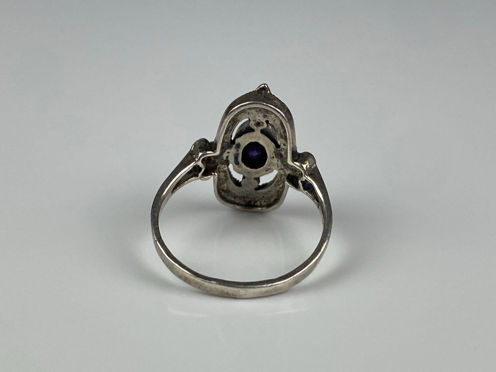 Sterling Silver Marcasite Rhinestone Ring - 3