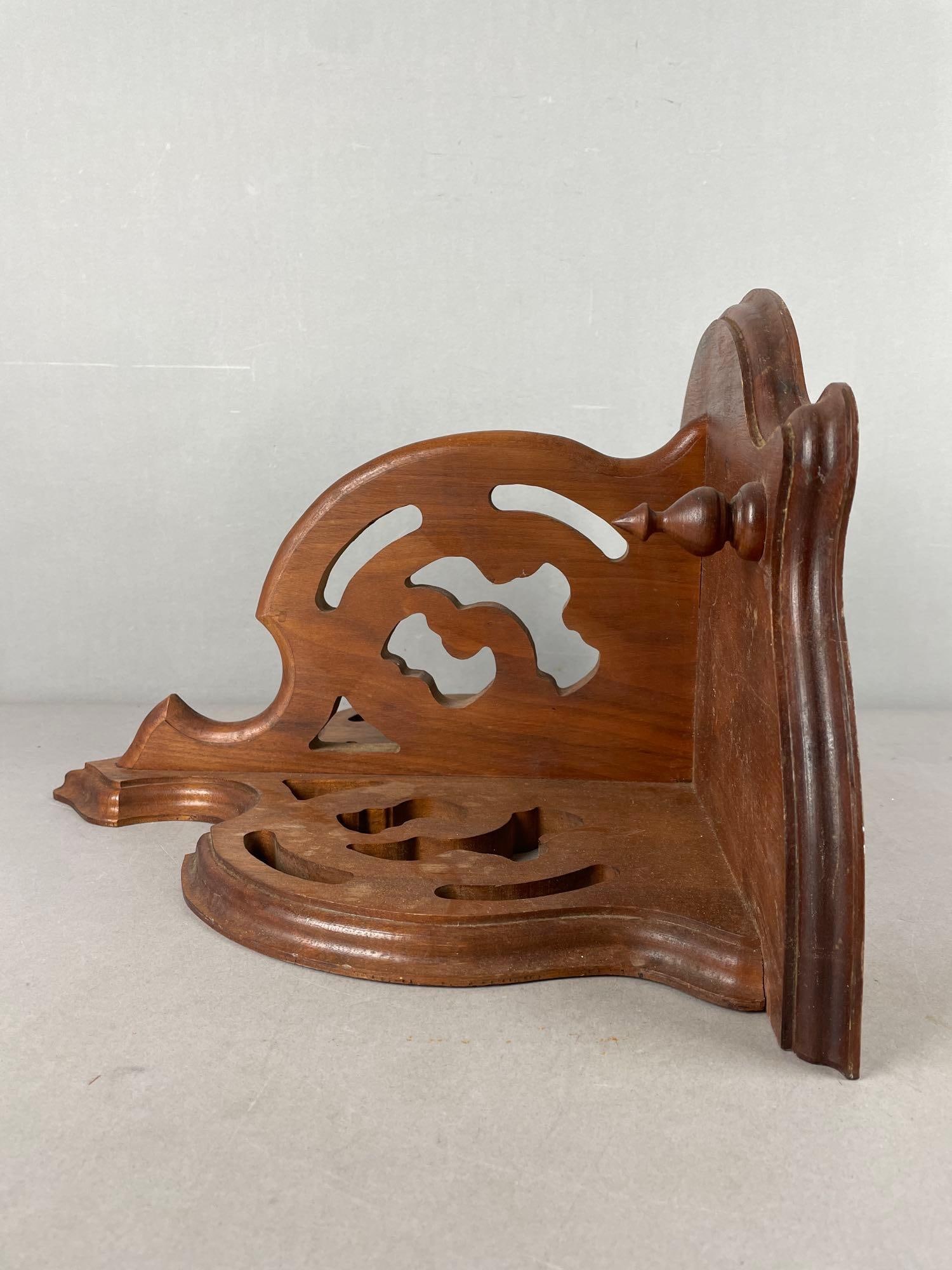 Vintage Walnut Bracket Wall Shelf - 2