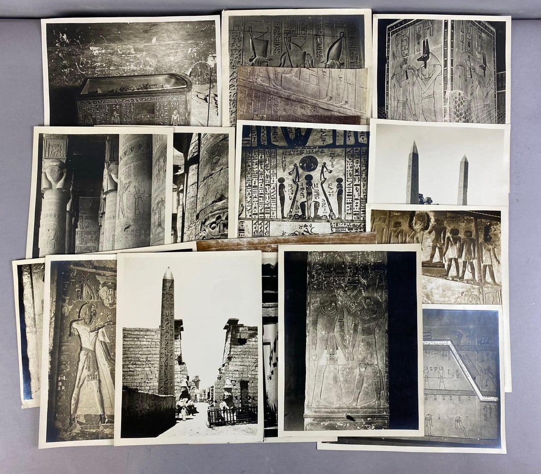Group of Assorted Thebes, Egypt Tomb of The Kings Photographs: Originally taken in early 1900s. Largest measures L 11 x W 8 inches.