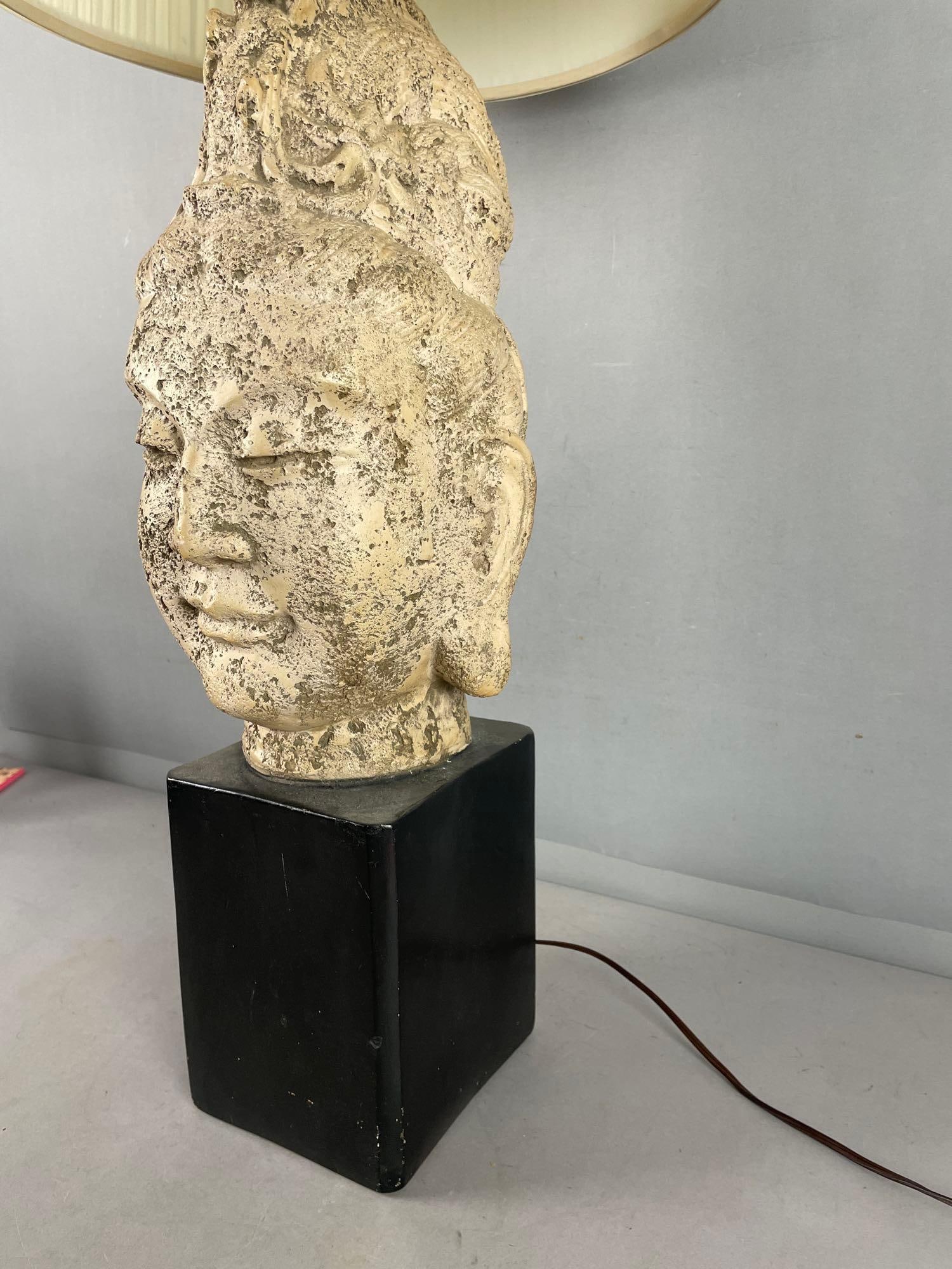 MCM Plaster Buddha Head Table Lamp - 2