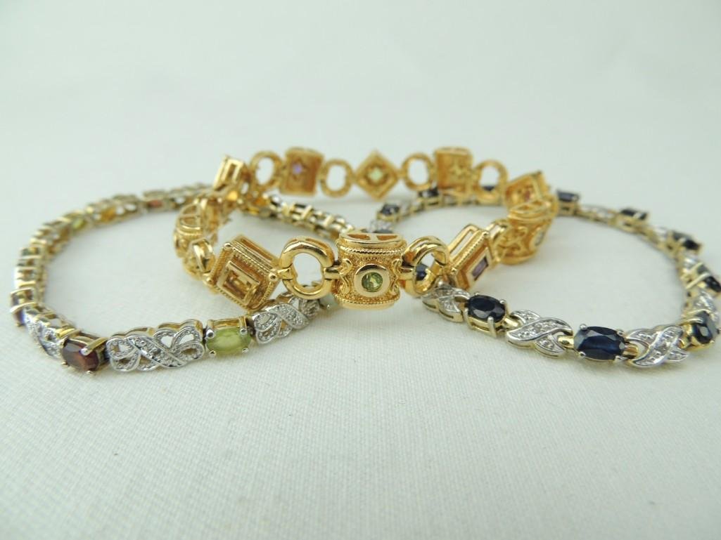 3 Sterling Silver Gemstone Bracelets (1 of 4)