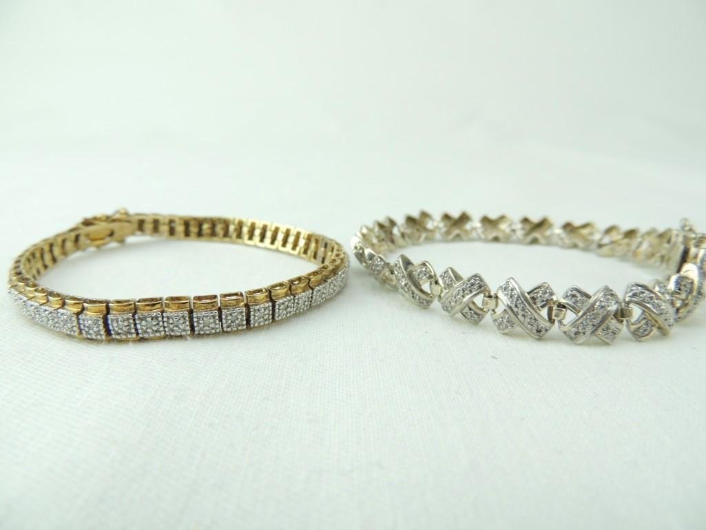 2 Sterling Silver Diamond Bracelets (1 of 3)