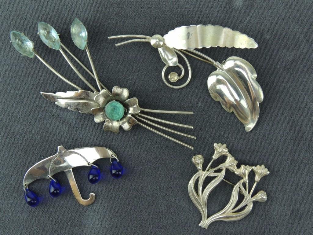 4 Sterling Silver Brooches (1 of 2)