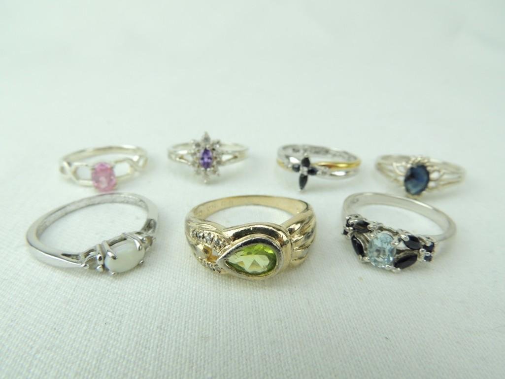 7 Sterling Silver Gemstone Rings (1 of 2)