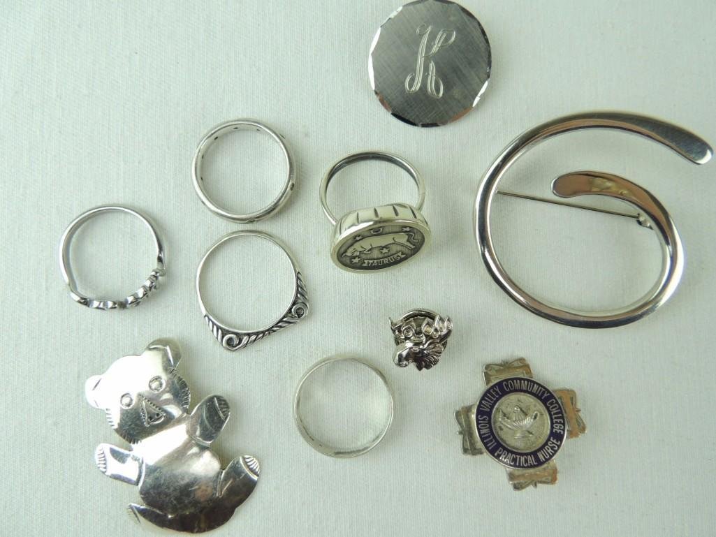 Sterling Silver Jewelry Group of 10 Pcs. (1 of 2)