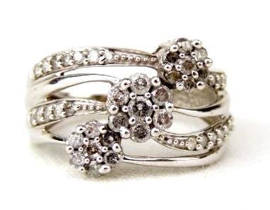 10K White Gold Diamond Cluster Ring (1 of 3)