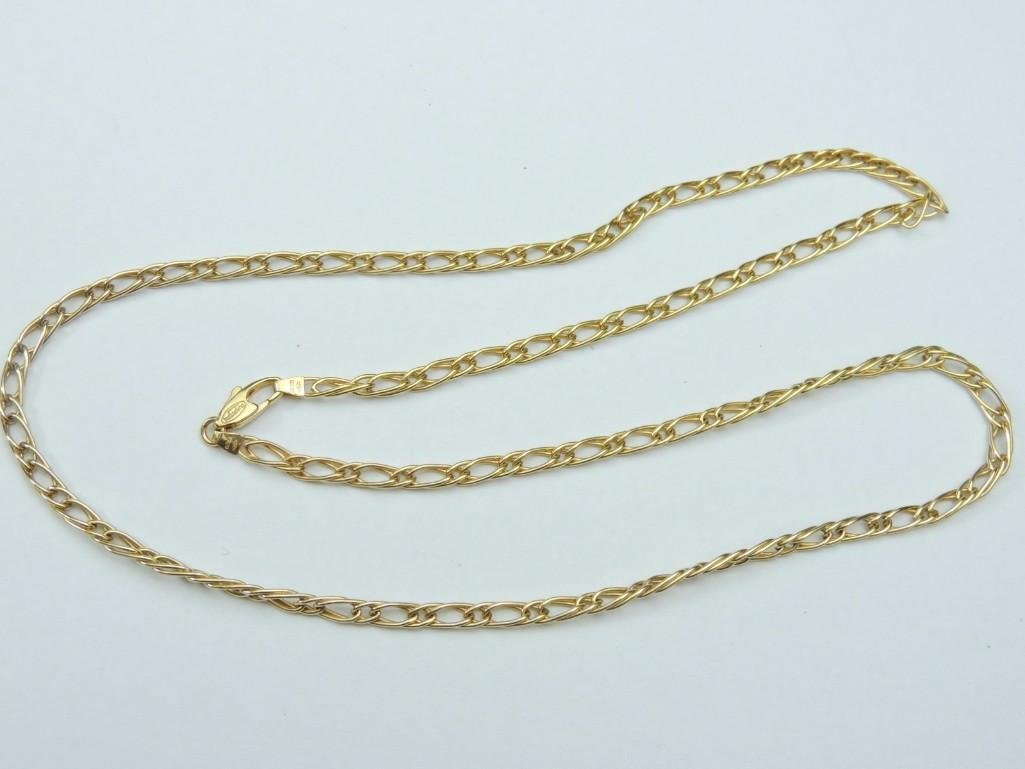 18K Gold- 24" Double Curb Chain: Has Lobster Claw Clasp 18.4 Grams