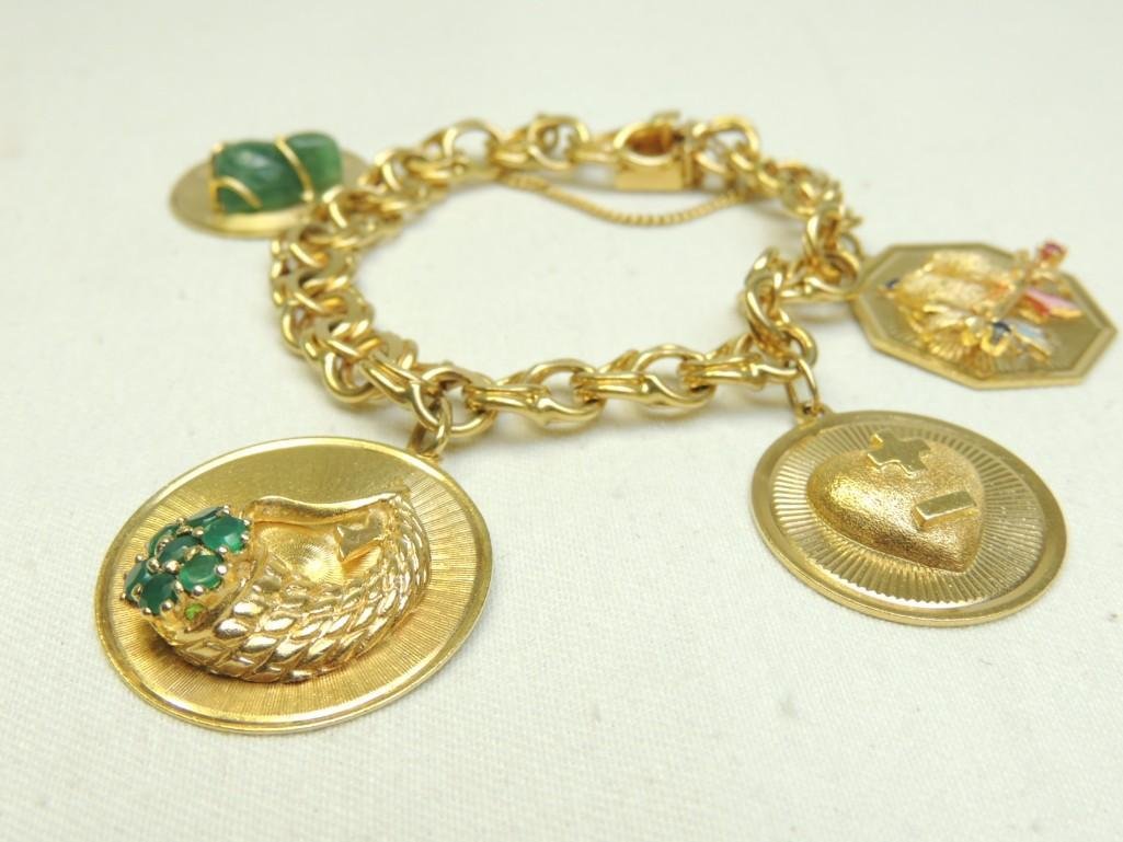 14K Gold Charm Bracelet w/Charms (1 of 3)