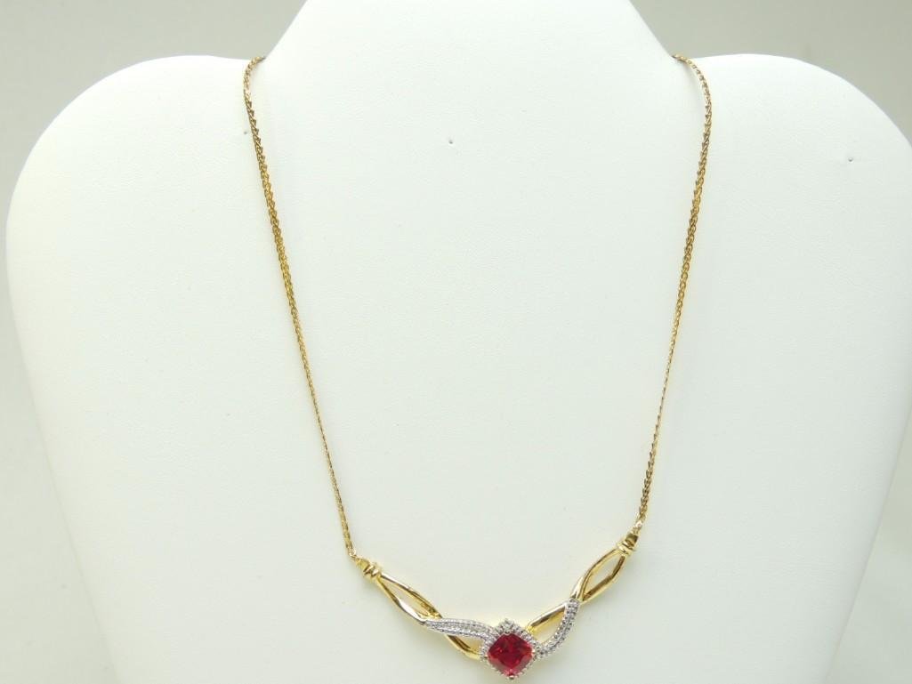 Sterling Silver Syn. Ruby Pendant (1 of 1)