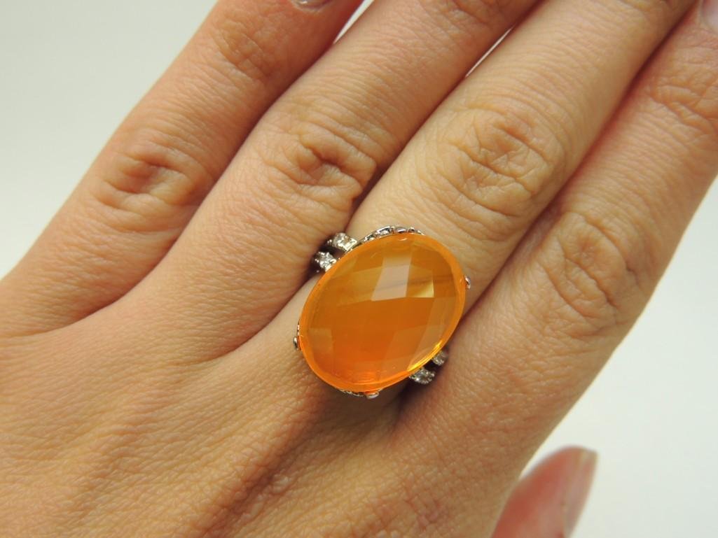 Sterling Silver Briolette Fire Opal Ring (1 of 1)