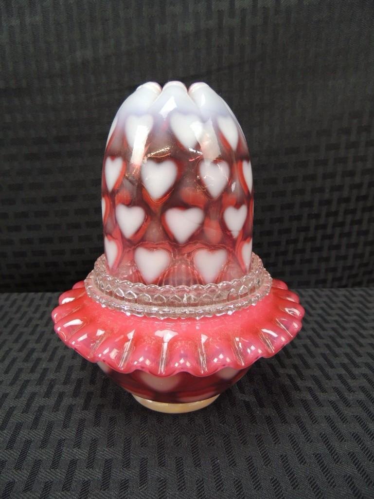 Fenton Cranberry Opalescent Heart Optic Fenton Cranberry Opalescent Heart Optic