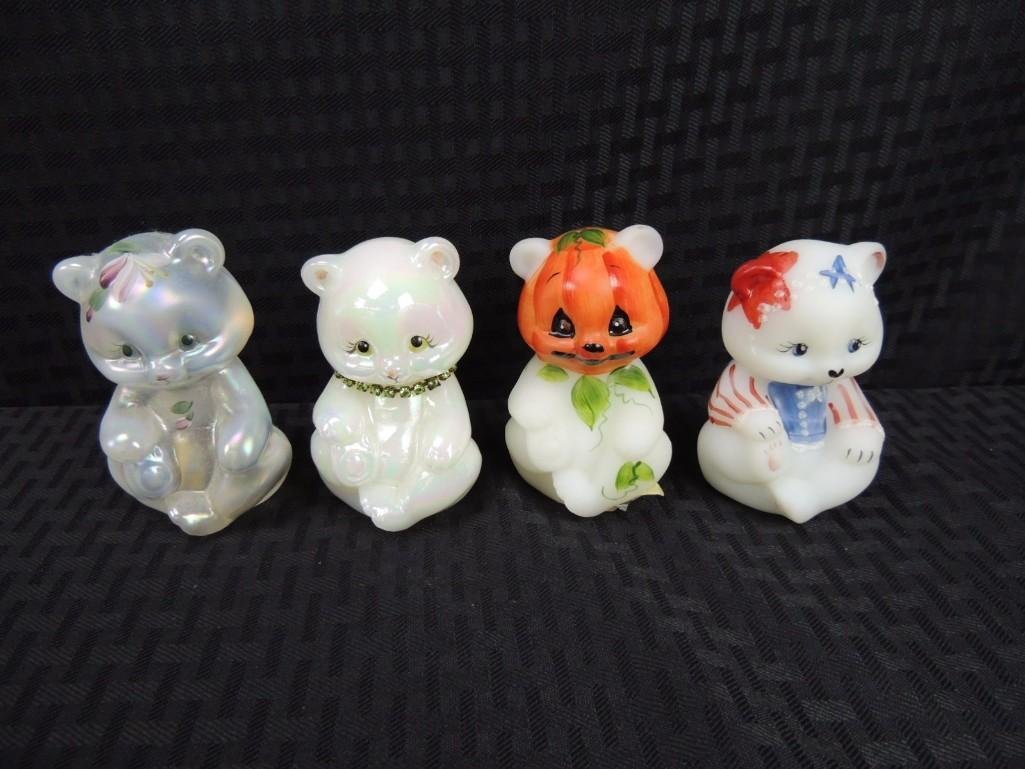 Fenton Signed Hand Painted Glass 3 3/4" Bears Group of (1 of 5)
