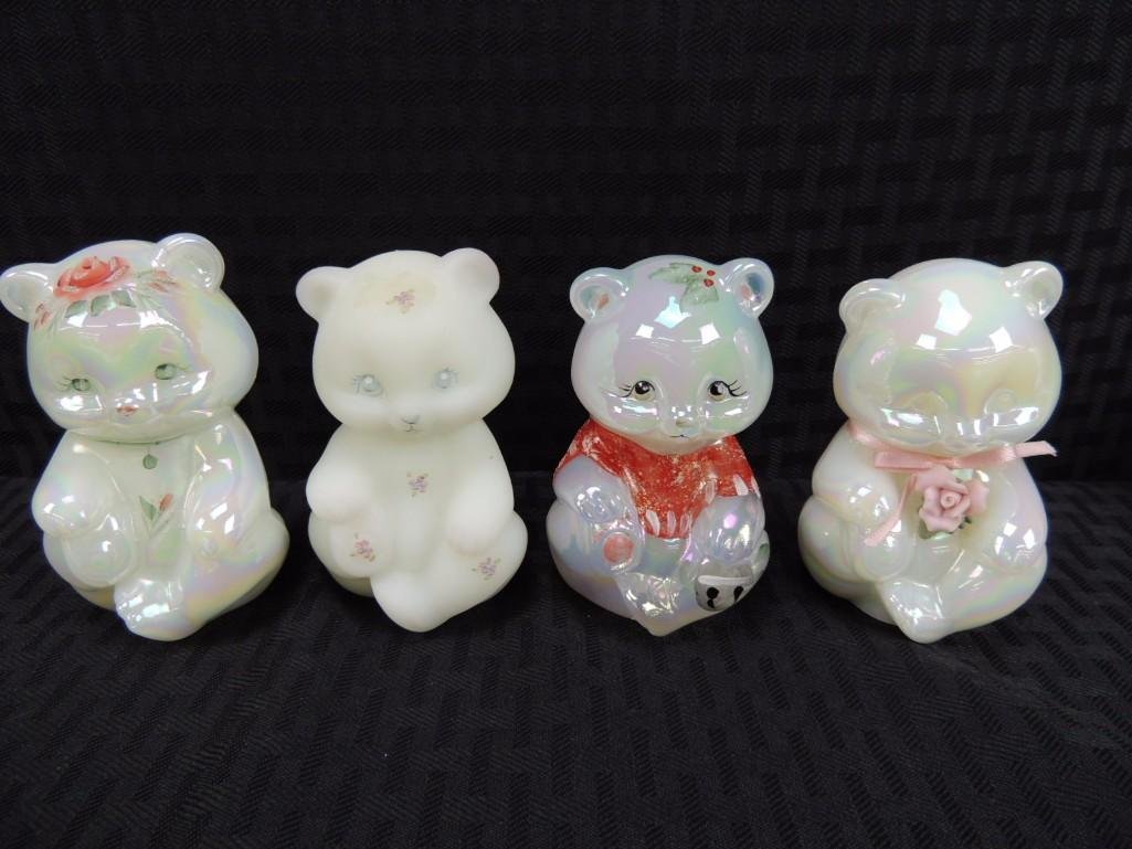 Fenton Signed Hand Painted Glass 3 3/4" Bears Group of (1 of 5)