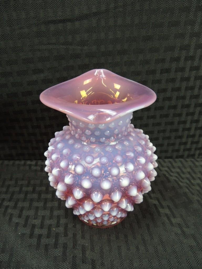 Fenton Cranberry Opalescent Hobnail 5 1/2" Jack in the: Excellent Condition-no chips, no cracks