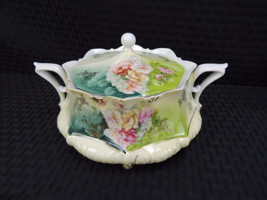 RS Prussia Ornate Floral Pattern Cracker Jar As Is (1 of 4)