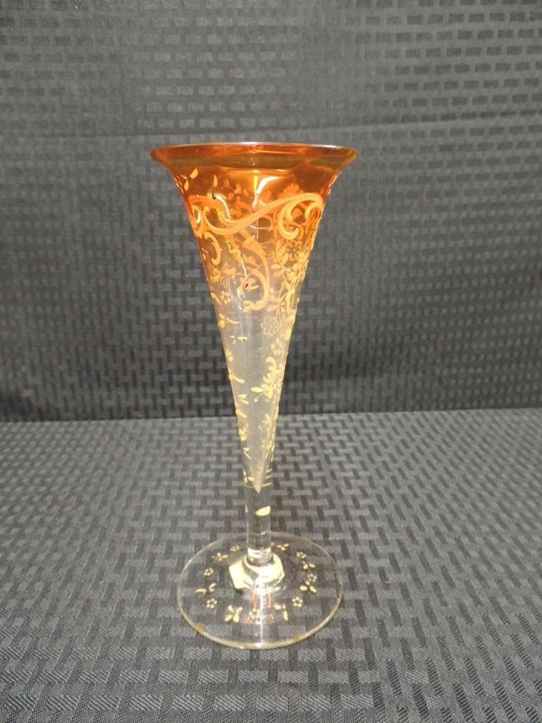 Moser Enameled Hand Painted Marigold Bud Vase (1 of 2)