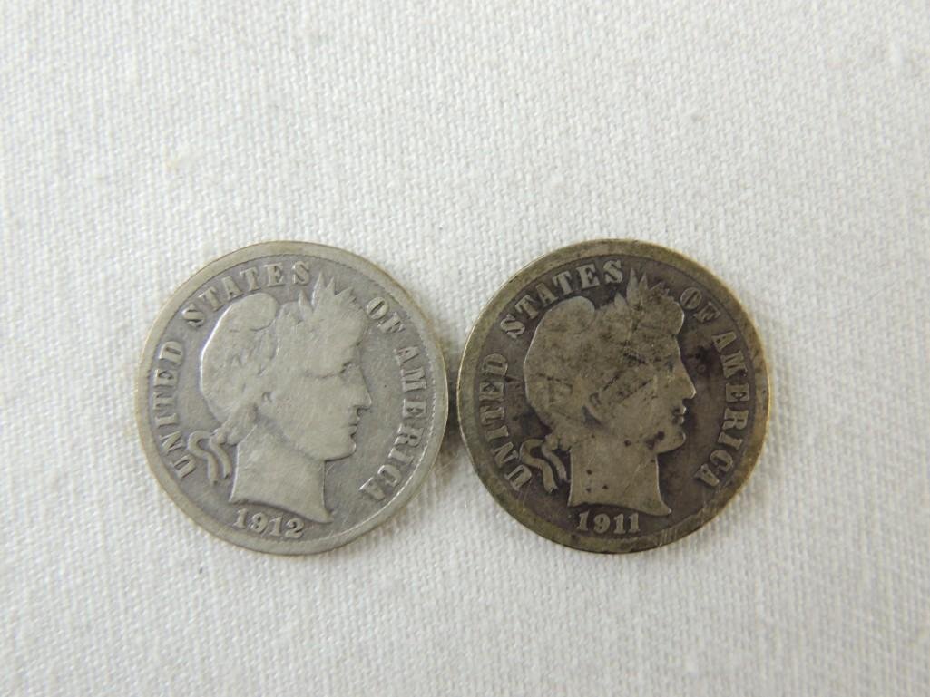 1911 and 1912-D Silver Barber Dimes Group of 2 (1 of 2)