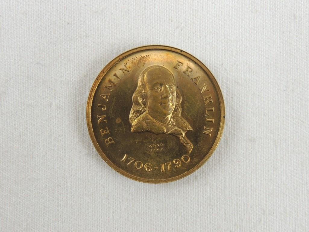 1920 Benjamin Franklin High Relief Bronze Commemorative (1 of 2)