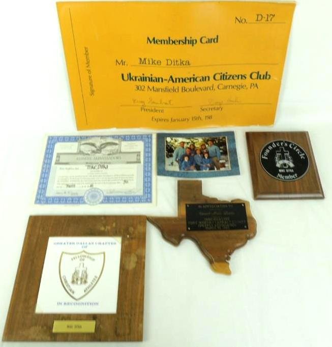 Group of 6 Personal Items and Plaques from Mike Ditka's (1 of 10)