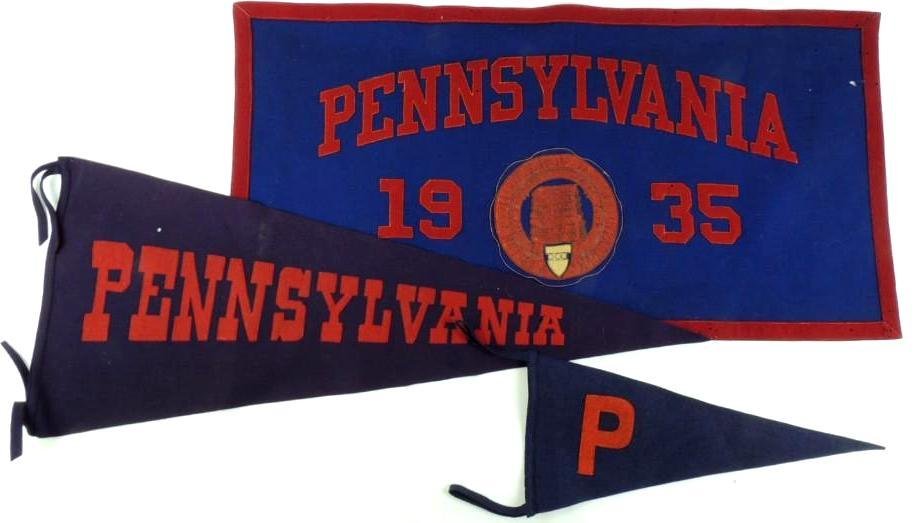 Group of 3 Pennsylvania 1935 Pennants: 17" x 32", 32", 17"