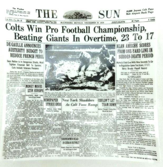 1958 NFL Champ Newspaper Photo Dish with Alan Ameche (1 of 1)