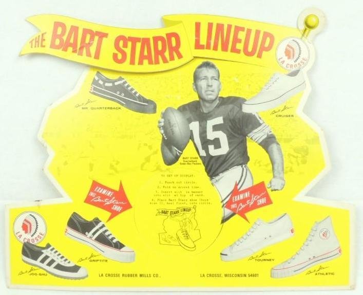 1960's Bart Starr LA Crosse Shoes Die Cut Advertising (1 of 1)