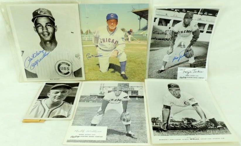 Group of 6 Chicago Cubs Signed Press Photos Featuring (1 of 4)
