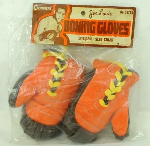 Joe Louis Roberts Childs Boxing Gloves: Rare vintage Roberts children's boxing gloves in original packaging. Would make for an excellent display. A better example would be hard to find.
