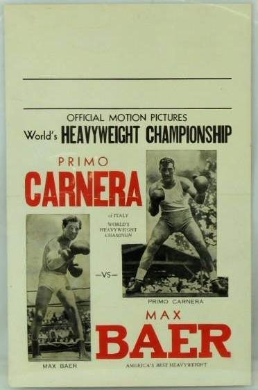 Primo Carnera vs Max Baer Boxing Poster June 14th 1934 (1 of 1)