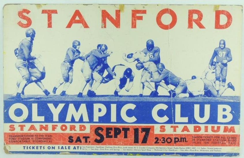 1930 Stanford Olympic Club Cardboard Broadside Sign (1 of 2)
