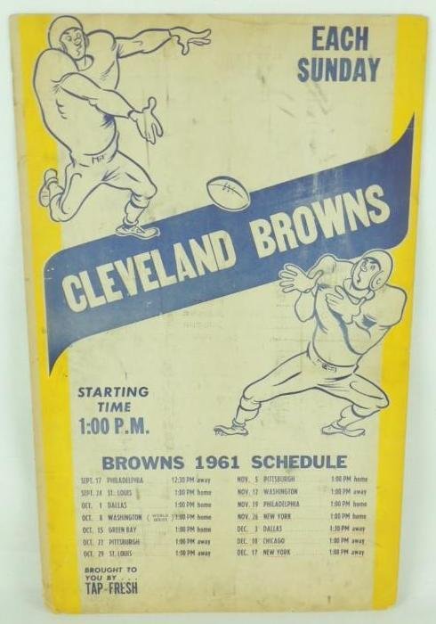 1961 Cleveland Browns Cardboard Broadside Football: Nice piece of Browns history. Would be hard to find another. 14"x22"