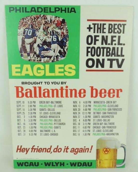 Philadelphia Eagles Ballantine Beer Cardboard (1 of 1)