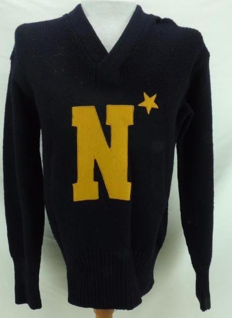 1943 Ed Sprinkle Navy Sweater with COA: Ed Sprinkle was known to many as "The Meanest Man in Pro Football" and was nicknamed "The Claw." He played for 12 seasons with the Chicago Bears of the National Football League and is credited with ca