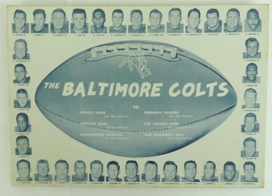 Baltimore Colts Plastic Placemat Plaque with Players (1 of 1)