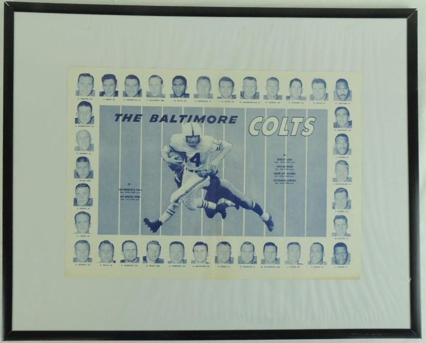 1957 Baltimore Colts Schedule Placemat with Players (1 of 1)